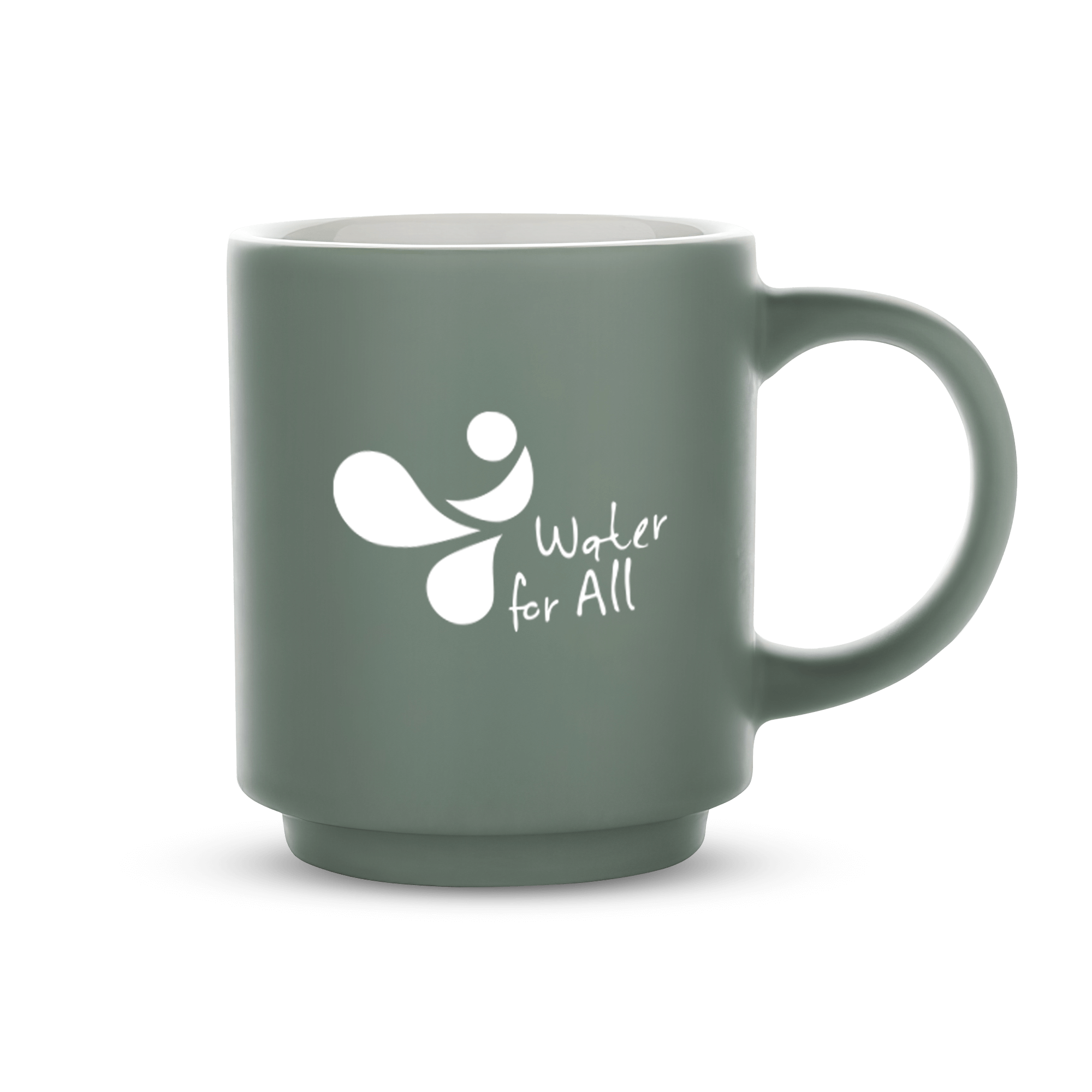 cheramic mug with water for all logo