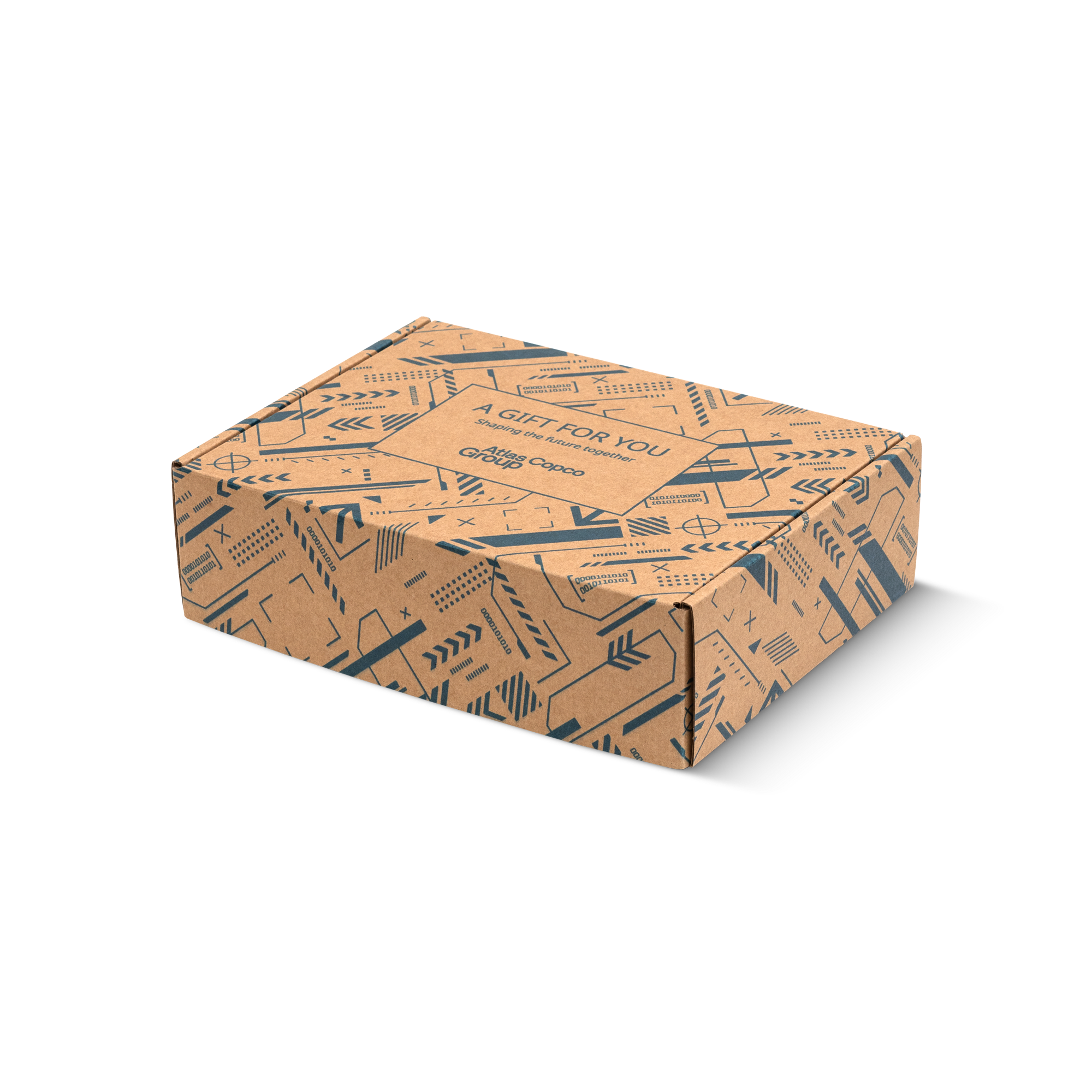 gift box with atlas copco group pattern closed