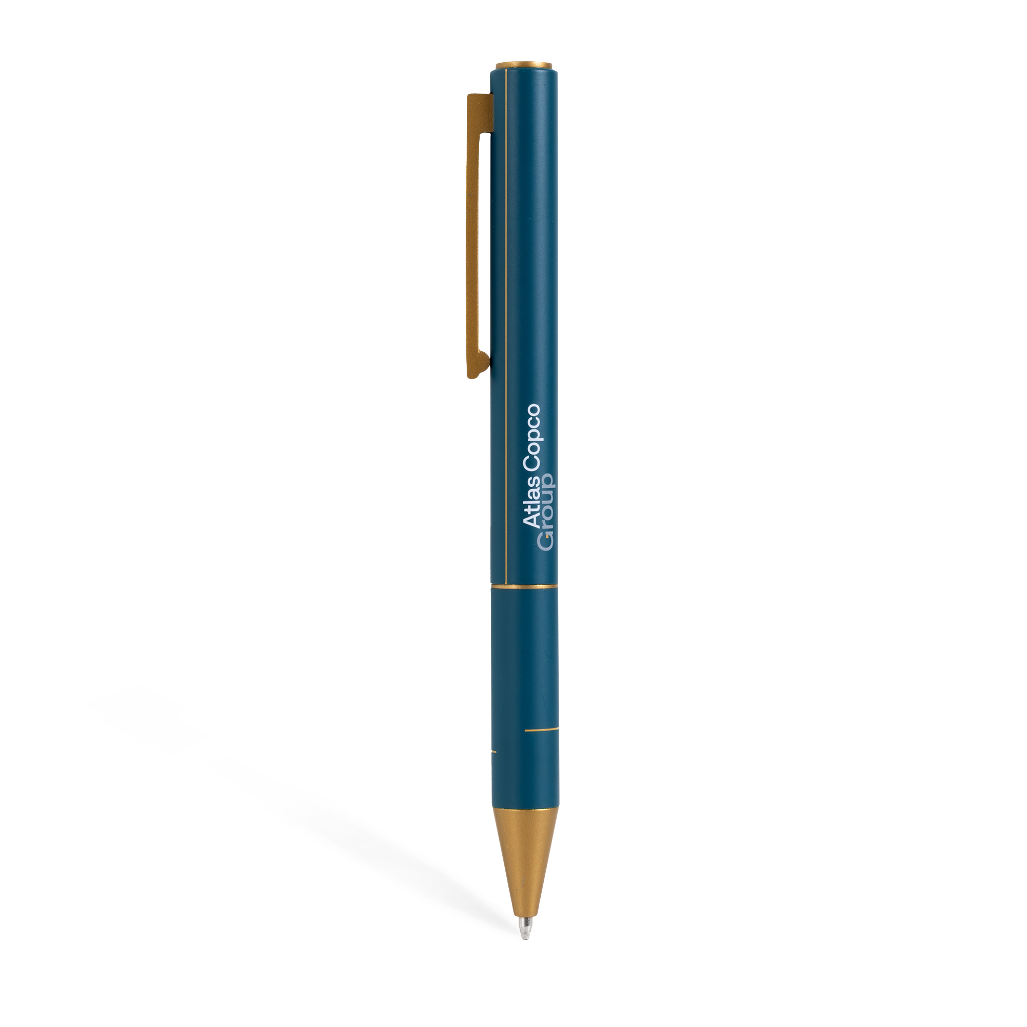 atlas copco group pen in teal and gold
