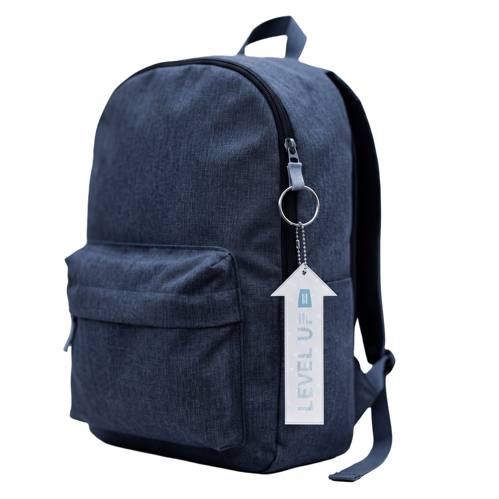 Reflective arrow keyring on backpack