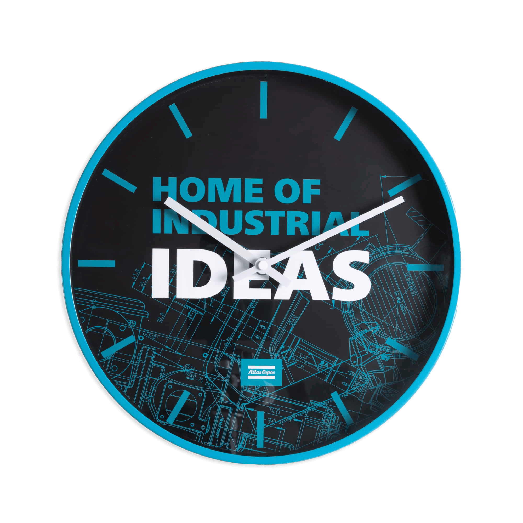 wall clock with home of industrial ideas text