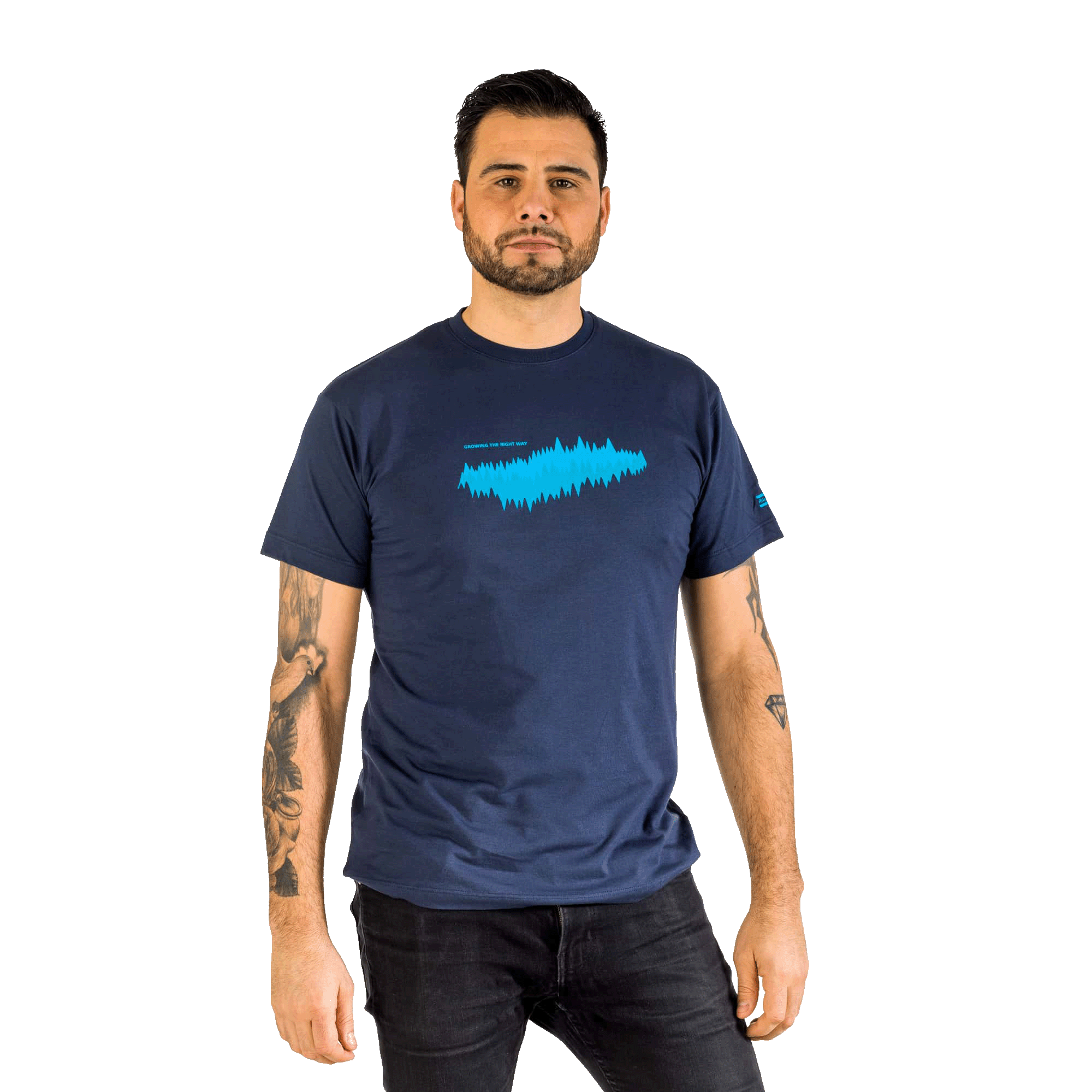 navy tshirt with gtrw pattern