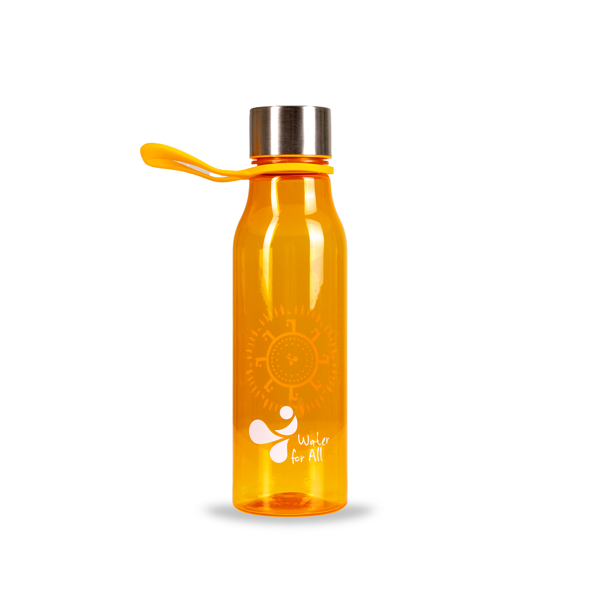 water bottle with water for all logo back