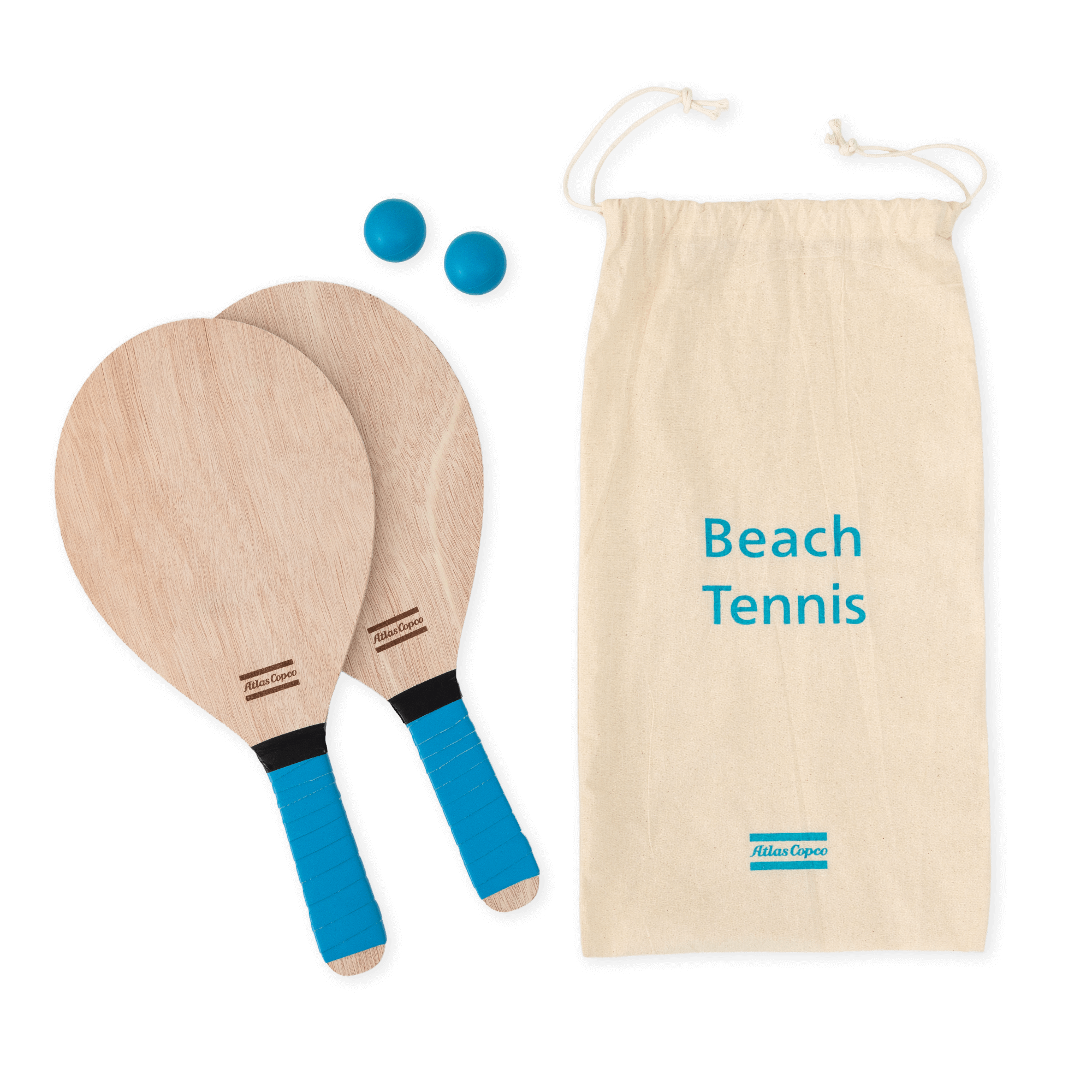 beach tennis with atlas copco logo