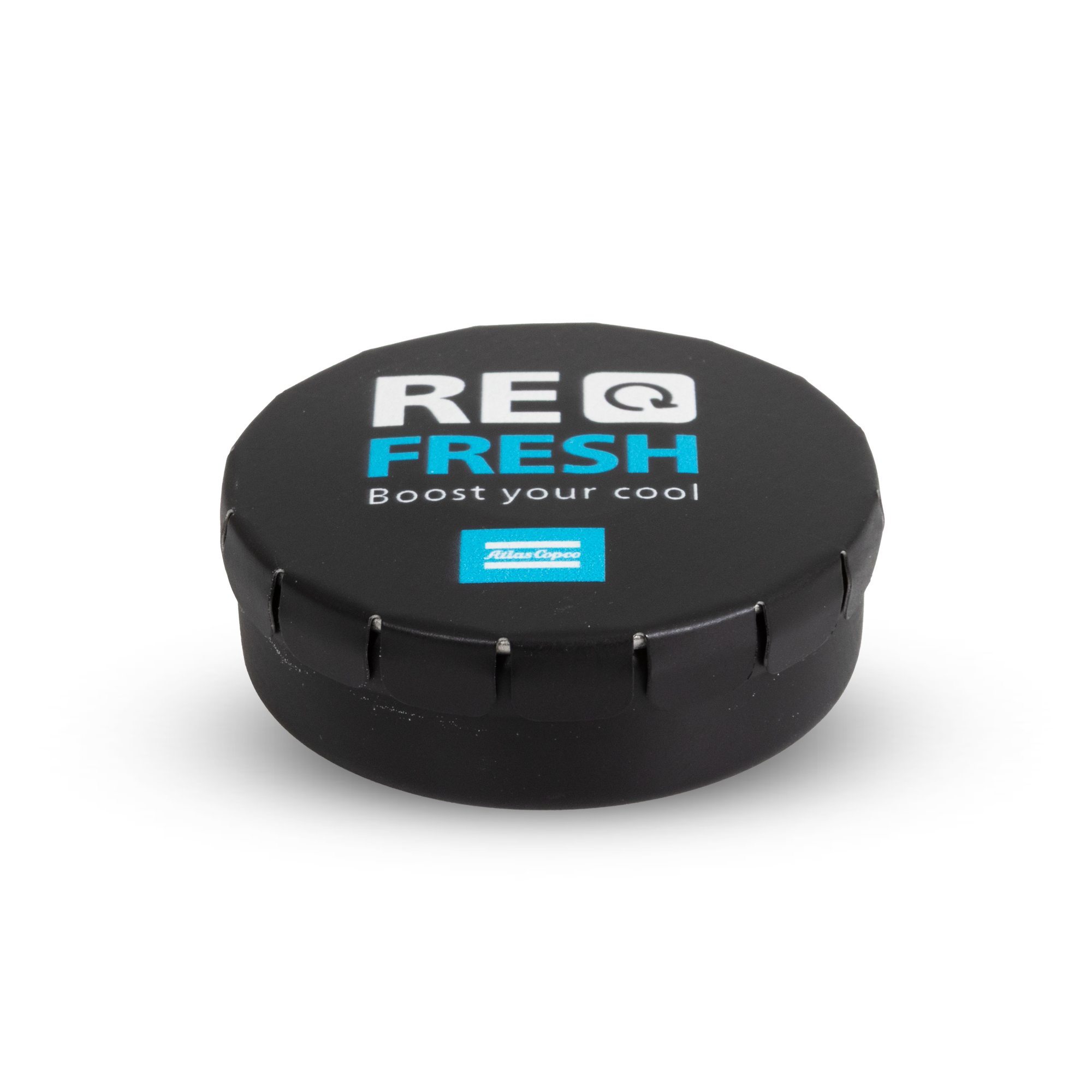 mint pastilles with atlas copco logo open closed